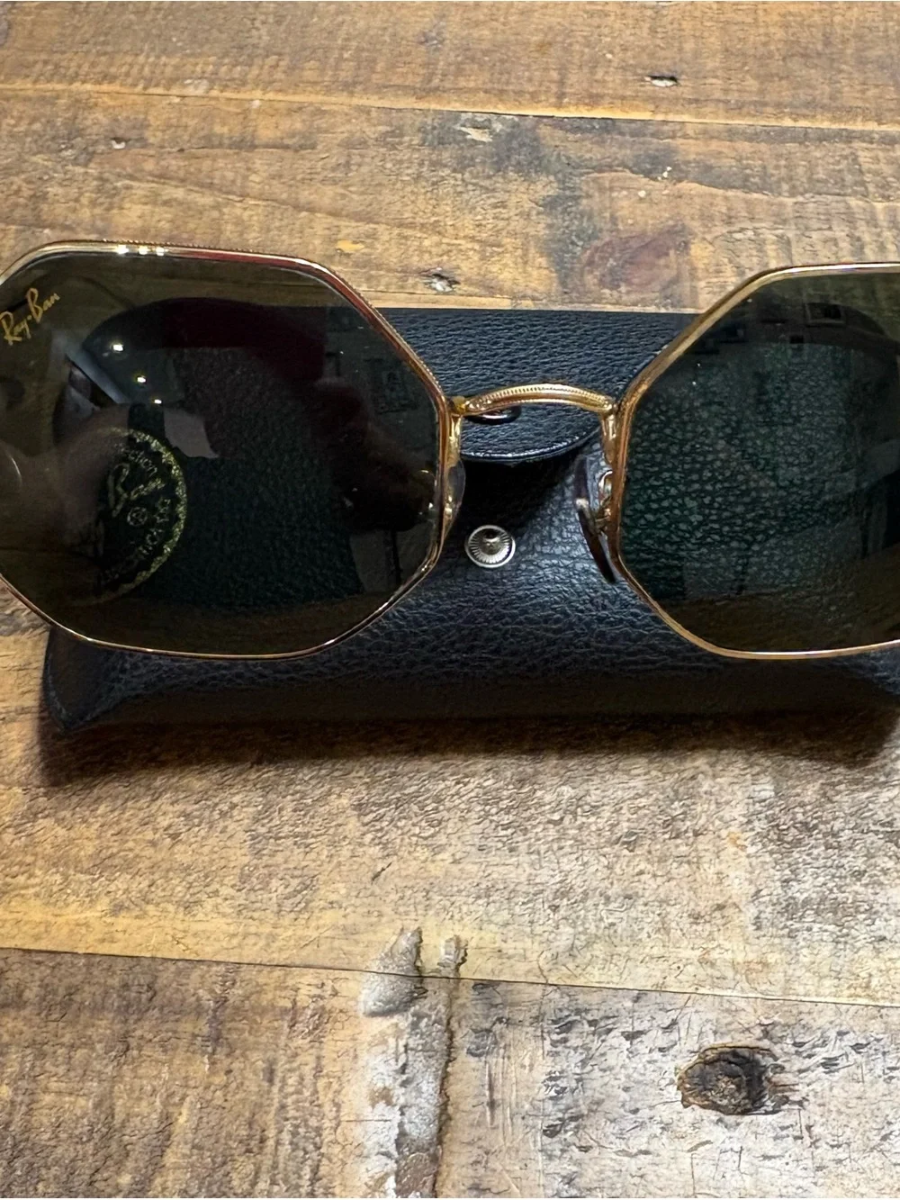 Ray-Ban Gold Octogon Frame Sunglasses